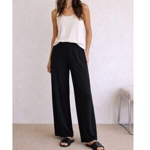 Planet By Lauren G Knitted Pima Cotton Wide Leg Pants Black Size 2